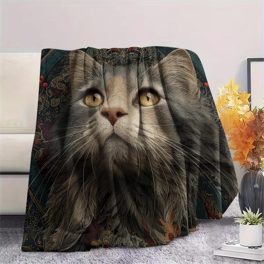 Plush Cats  Print Flannel Blanket, High quality Comfortable for All Seasons, Home Decor, Warmth and Comfort