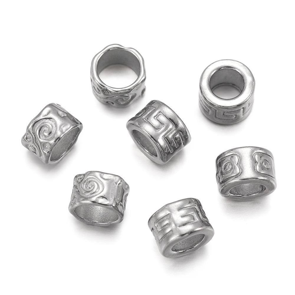 5Pcs/Pack Stainless Steel Spacer Beads Large Hole Tube Round Bead for Charm Bracelet Necklace DIY Jewelry Making Accessories