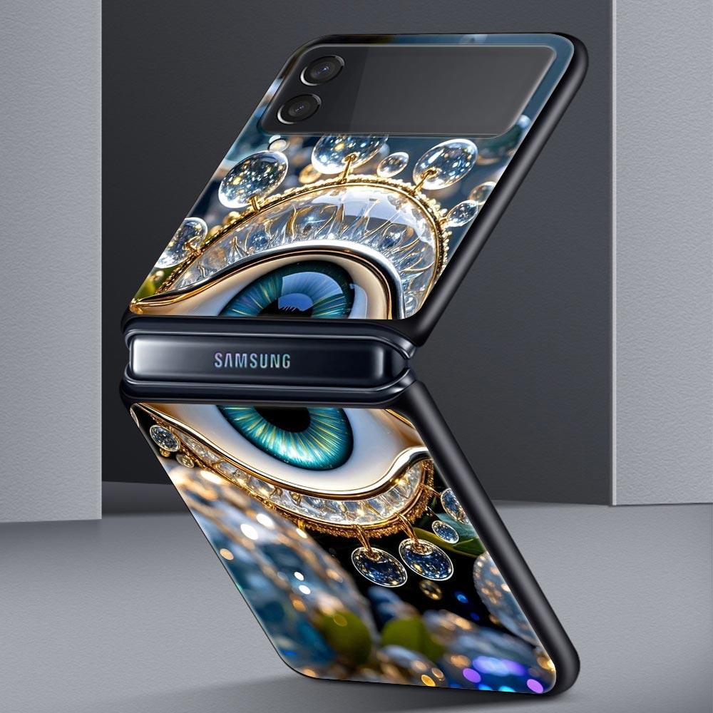 Fashion Eyelashes Eyes Hard PC Phone Case For Samsung Galaxy Z Flip 7 6 5 4 Black Cover For Galaxy Z Flip3 Foldable Fundas Shell