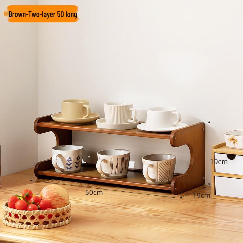 2-stöckiger Bambus Staubdichter Tassen-Abtropfständer