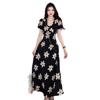 French retro temperament dress, summer new collar niche floral dress, holiday style waist and thin medium and long dress