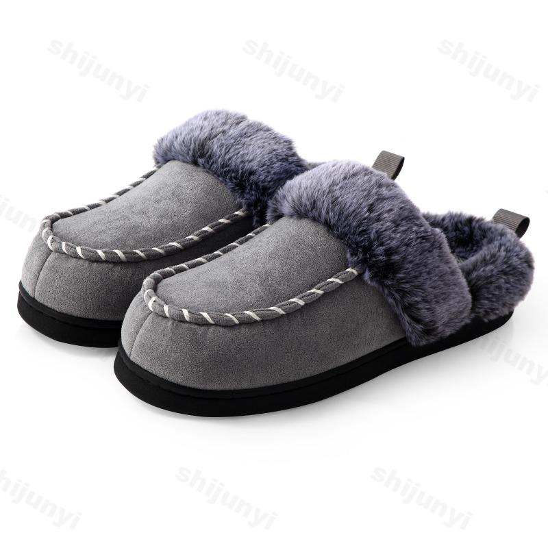 Fashion 2025 New Winter Men's Fashion Trend Retro Casual Soft Soled Plush Shoes Comfortable Warm Slip on Thick Cotton Platform Slippers