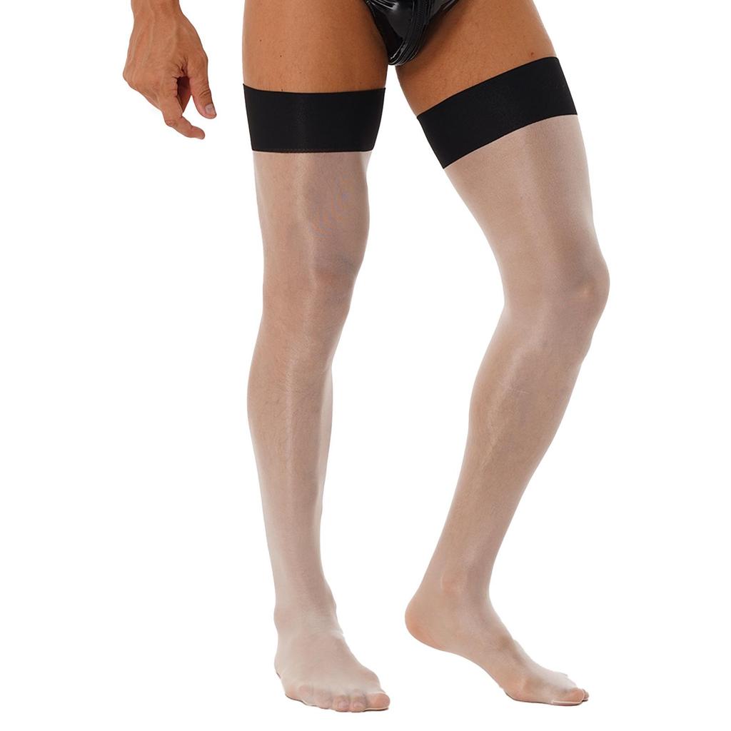 Män Glansiga Stretchiga strumpor Lår Höga Transparenta strumpor Sissy Strumpor Strumpor Underkläder Över Knästrumpor Kostymtillbehör