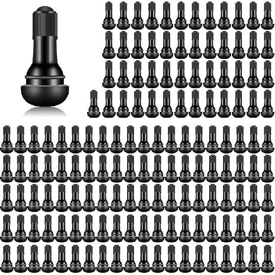 100 Pieces TR412 TR413 TR414 Tire Valve Stems Rubber Black Rubber Snap-In Valves,Tubeless Valve Stems Suit For 0.453 Inch Rim Holes On Standard
