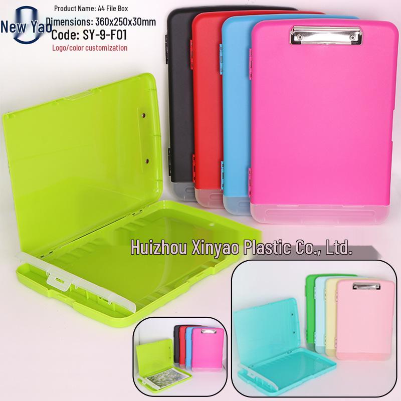 Large Capacity A4 File Box with Pen Slot & Clipboard for A5 Paper Storage