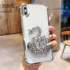 KEYSION Shockproof Plating Phone Case for iPhone XS Max Clear TPU Glitter Jewelled Swan Kickstand Back Cover for iPhone X XR