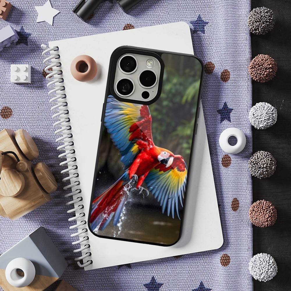 Cute Art Animal Parrot For iPhone 17,14,Plus,12,Pro,Mini,13,Max,11,15,16,For Magsafe,Magnetic Wireless Charging Case