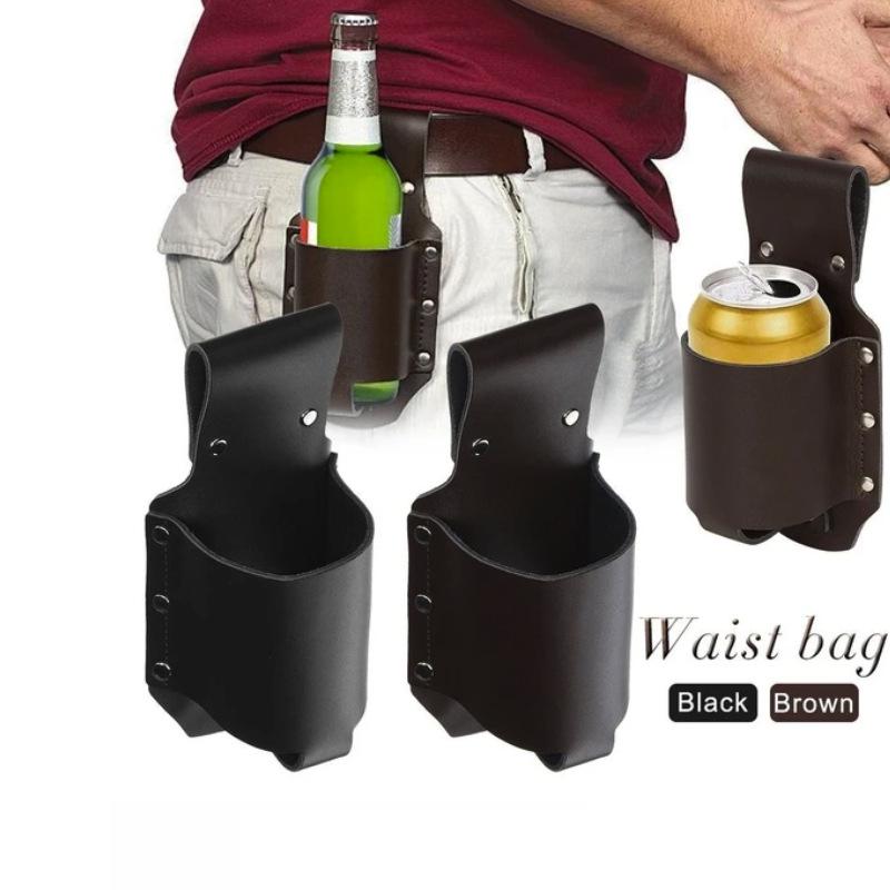 In-Stock Leather Waist Beer Bottle Holder for Outdoors, Fits 600ml and 350ml Bottles