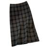 Women's Woolen Plaid High-Waisted A-Line Midi Skirt with Back Slit – 2025 Autumn/Winter Collection