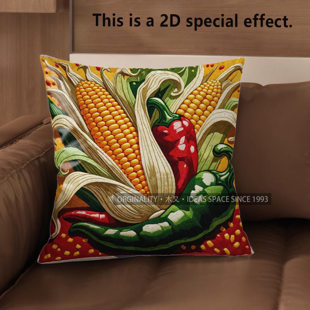 2D Southwestern Chili Corn Taco Throw Pillow Covers Pattern Cushion Cover Suitable For Sofa Bedroom Car Pillow Cover