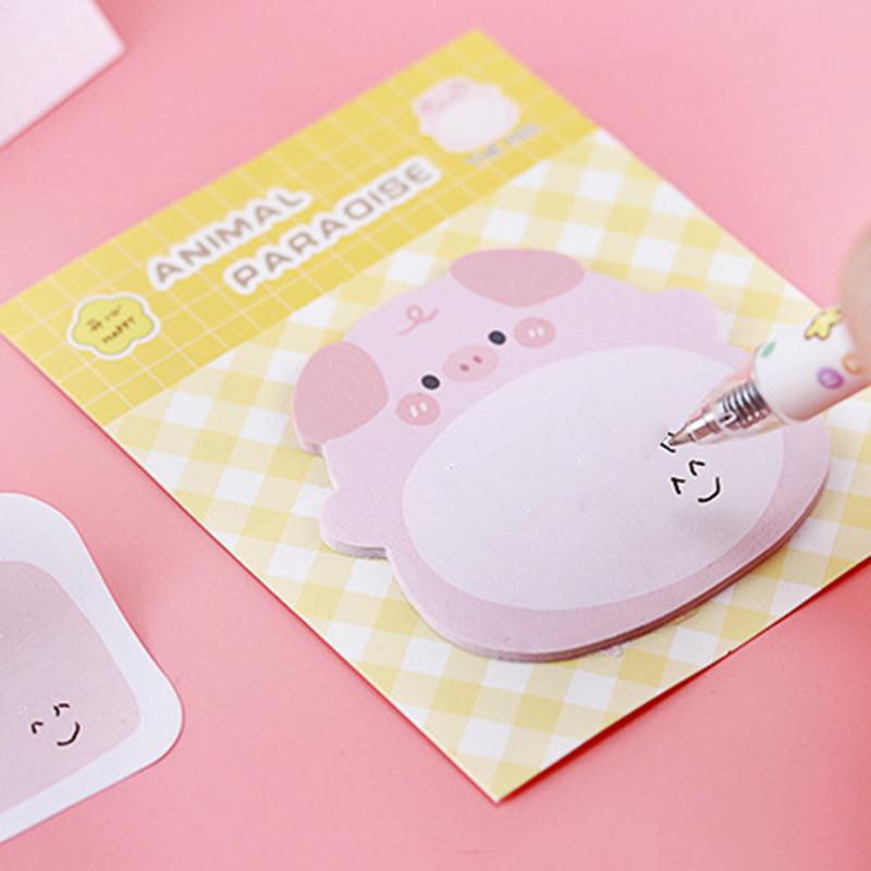 1 Piece Adhesive Kawaii Cartoon Animals Sticky Notes Notepad Memo Pad Office School Supplies Stationery Sticker