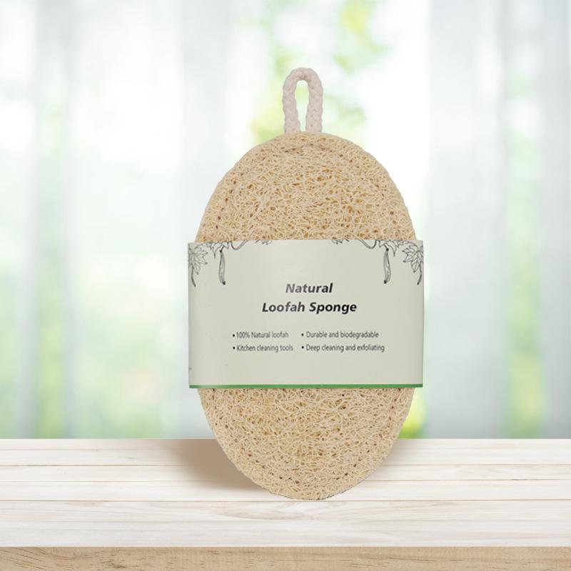 Oval Double-Layer Extra Thick Loofah Dishcloth Scourer with Rope - 8x13CM for Dishwashing & Kitchen Cleaning