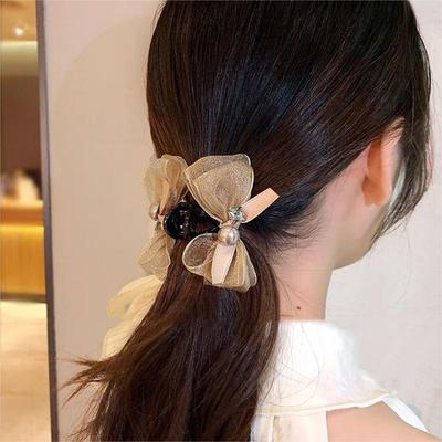 Grampo de Cabelo Elegante com Laço para Mulheres Meninas Presilhas Doces com Laço Pequena Garra de Cabelo Acessórios de Cabelo Versáteis Presentes