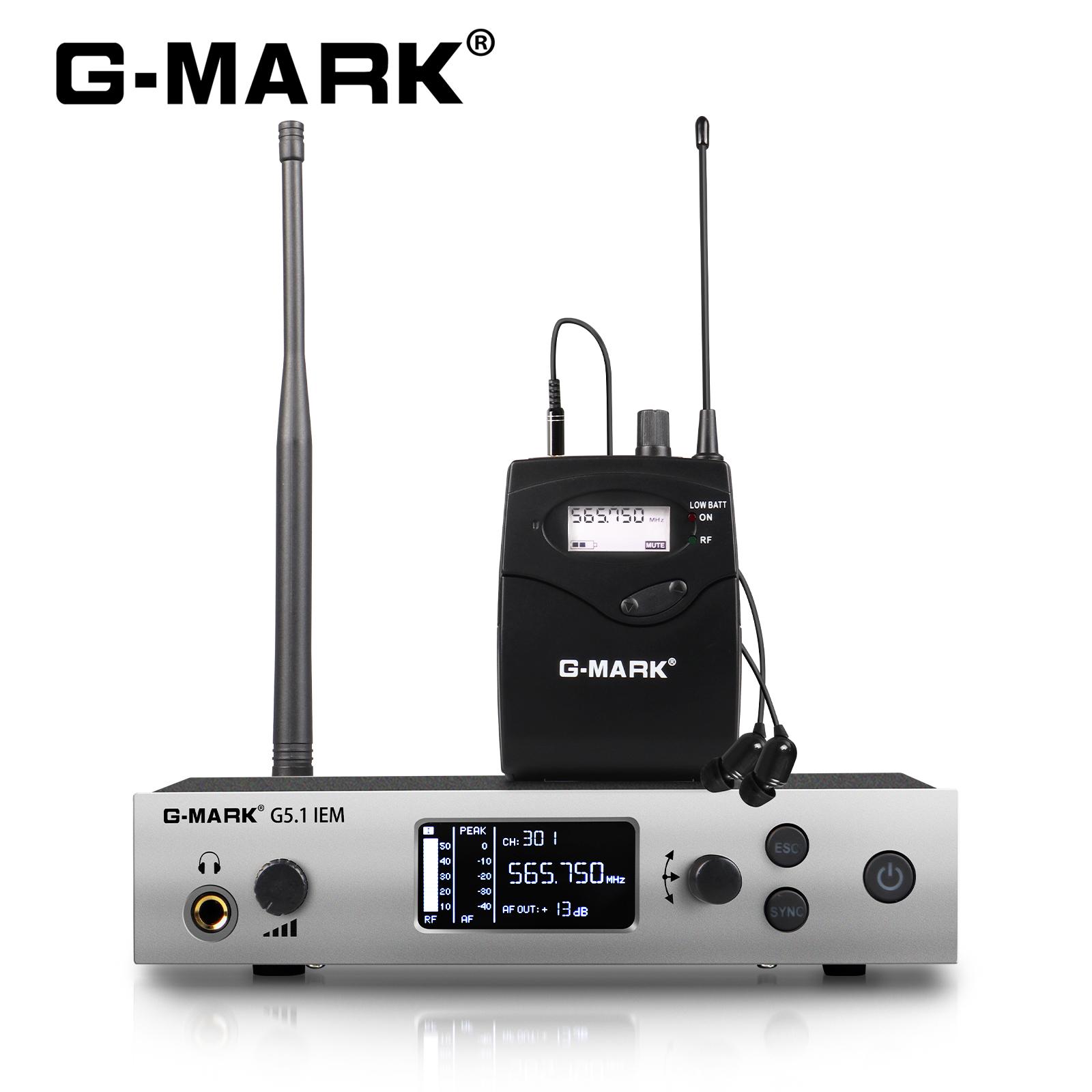 

Внутриушной монитор G-MARK G5.1IEM одноканальный UHF беспроводной сценический возврат с металлическим корпусом для студии звукозаписи