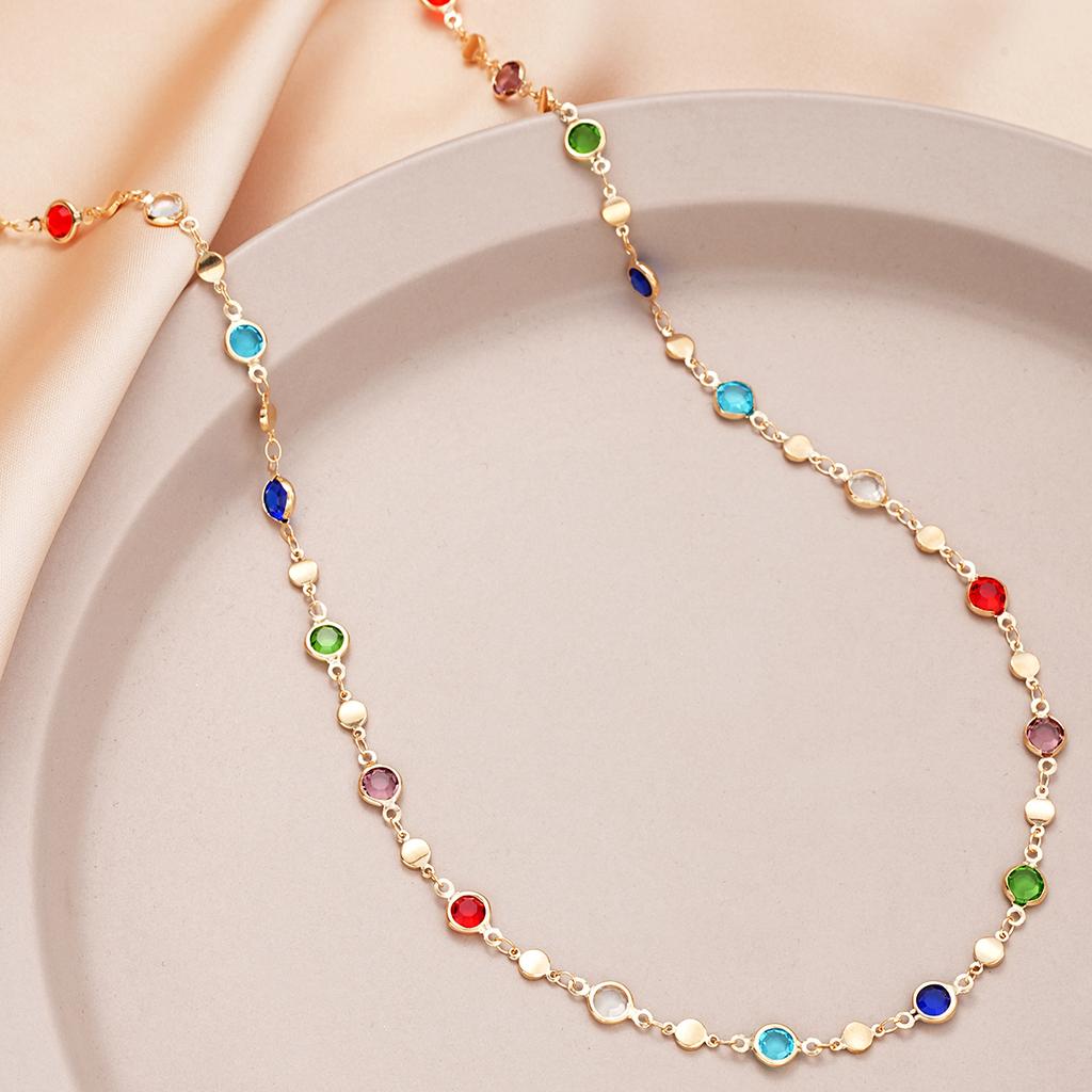 Bohemian Colorful Long Y-Shaped Necklace for Women Vintage Gold Color Metal Crystal Pendant Necklace Summer Holiday Jewelry Gift