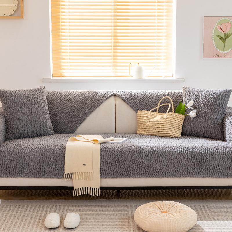 Plush Sofa Cushion Cream Wind Four Seasons Universal New Winter Thickened Seat Cushion Sofa Cover Cover Cloth Non-Slip