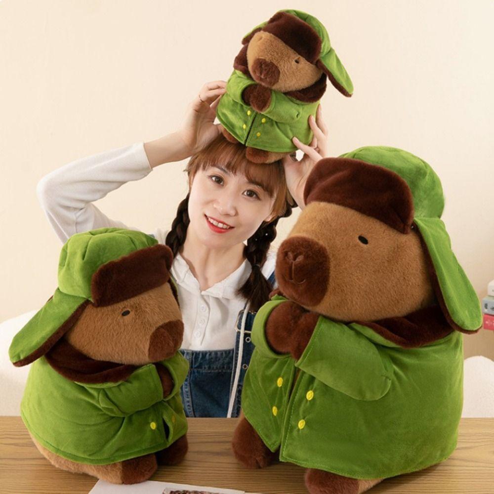 

Green Overcoat Capybara Plush Doll Simulation Capybara Anime Fluffty Toy Christmas 38cm