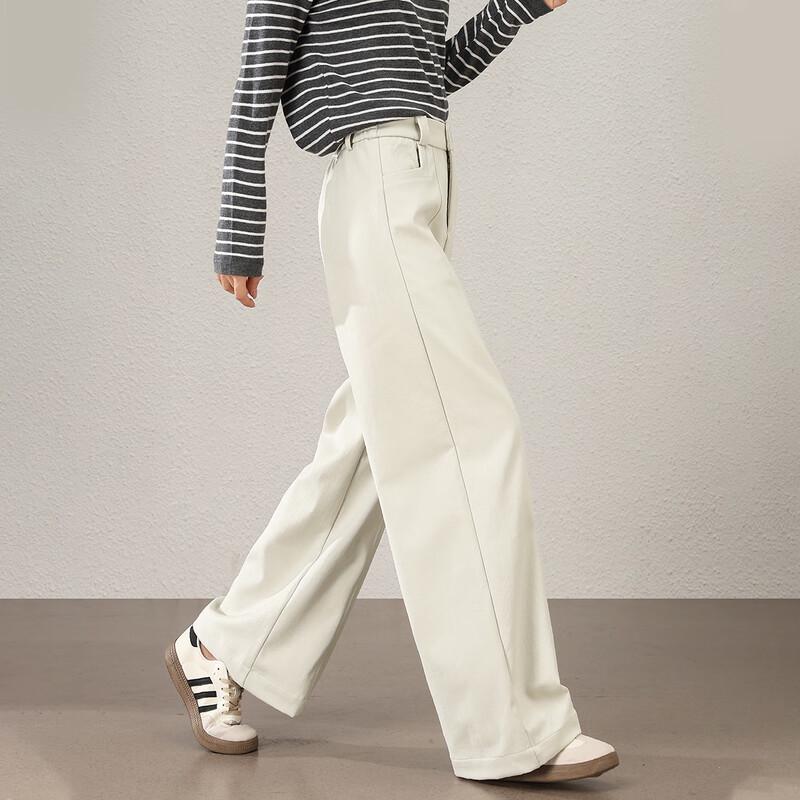 TERRE BLEUE Women's High-Waist Straight Flared Trousers