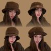 1pc Women's Solid Color Retro Corduroy Bucket Hat,Suitable for Autumn/Winter,Fashion Commute,Used As Gift Hat,Beret,Equestrian