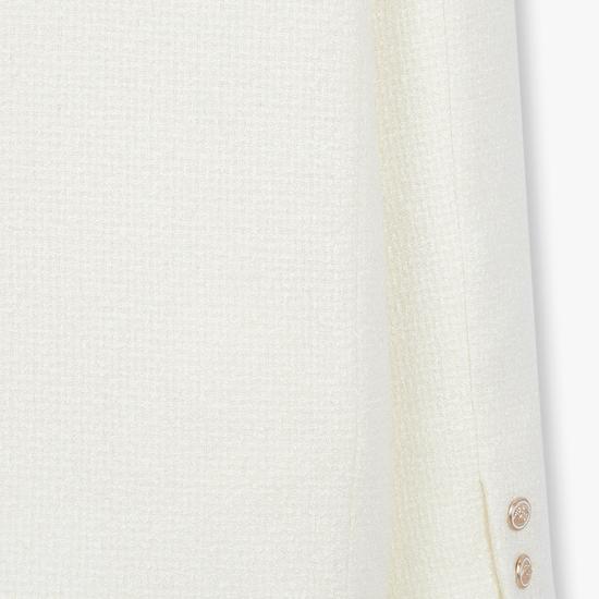 Out Pocket Notch Collar Tweed Jacket - Ivory