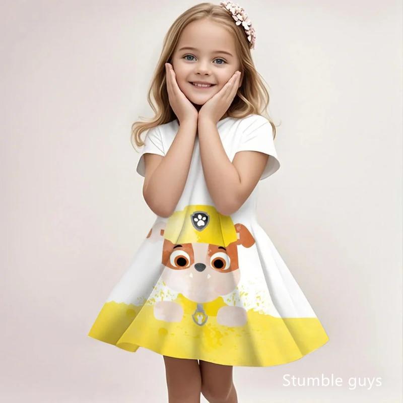 Paw Patrol Short Sleeve Dress For Girls Summer Casual Loose Beach