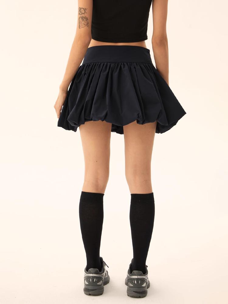 Černá Dámská Bublinková minisukně Retro Street Style Krátká sukně Tutu se středním elastickým pasem pro rekreační klubové oblečení
