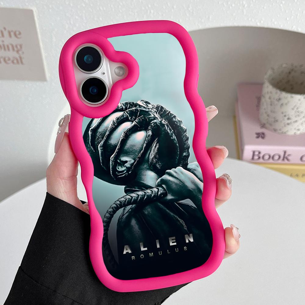 Alien Romulus Mobile Cell Phone Case for iPhone 17 16 15 14 13 12 11 Air Pro Max Plus Wavy Edge TPU Colorful Cover Cover