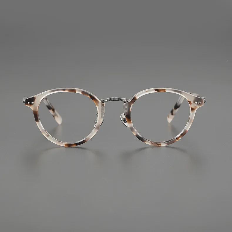 Luxurious Japanese Handmade Gold-Titanium Round Literary Style Glasses Frame for Trendy Men and Women.