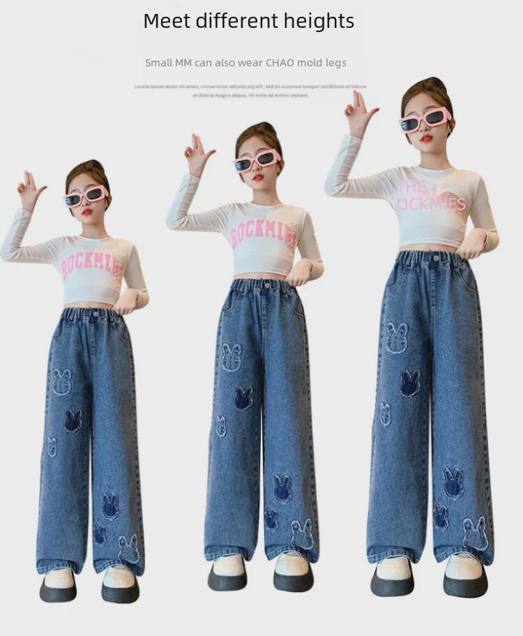 Fasjonable jenters vide jeans: Trendy vår- og høststil for store barn
