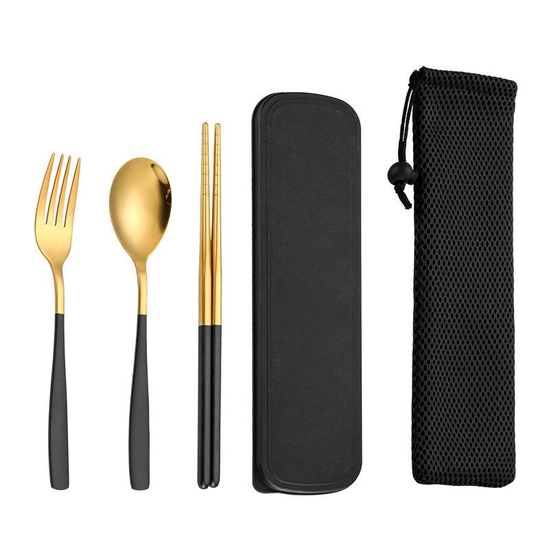 

2/3 шт. портативная посуда из нержавеющей стали набор столовых приборов с футляром дорожная походная посуда ложка вилка палочки для еды кухонная утварь