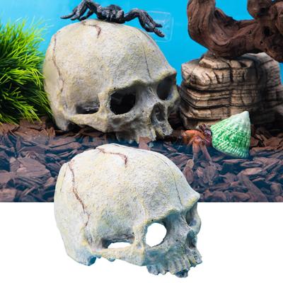 Snake Hideout Reptile Aquarium Skull Decors Resin Skull Head Terrarium Accessories for Bearded Dragon and Ball Python