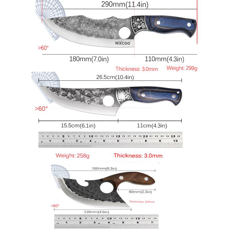 Multifunctional Butcher Knife with Sheath Kitchen Boning Knife Meat Cleaver BBQ Cutter Stainless Steel Hand-forged Chef Knife