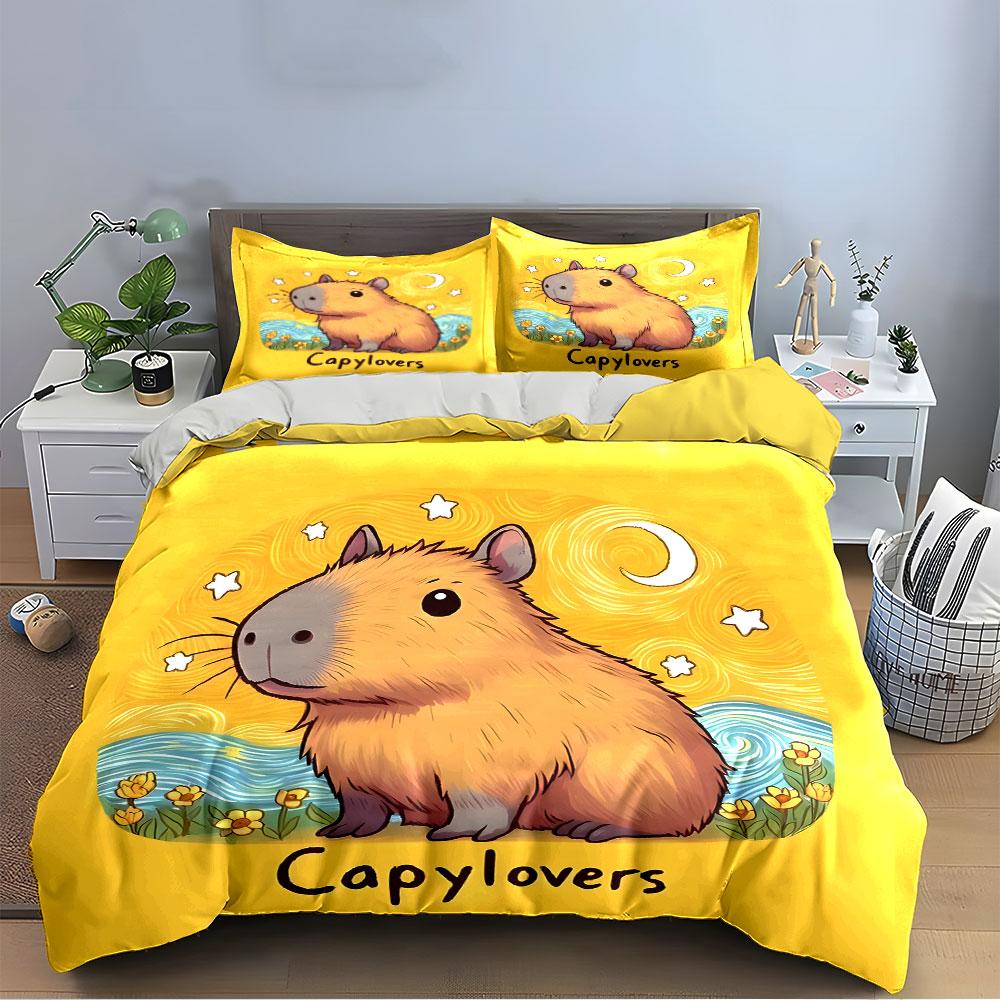 Capybara Yellow Bedding Set Bedding Duvet Cover Set Duvet Cover Pillowcases (1 * Duvet Cover 2 * Pillowcases, without duvet insert)