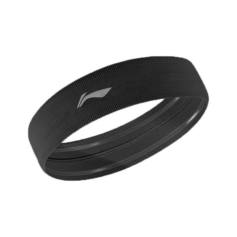 Li Ning Sports Sweatband Summer Non-Slip Absorbent Sweat Guide Headband Unisex Headbands LQAM369-S Black