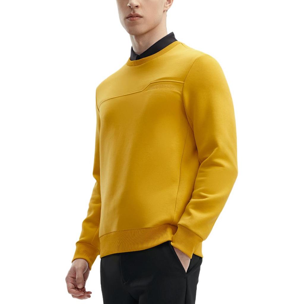 FILA Solid Color Round Neck Casual Pullover Knit Sweatshirt Men sweatshirt Sea-Daisy-Yellow F11M412204F-MT