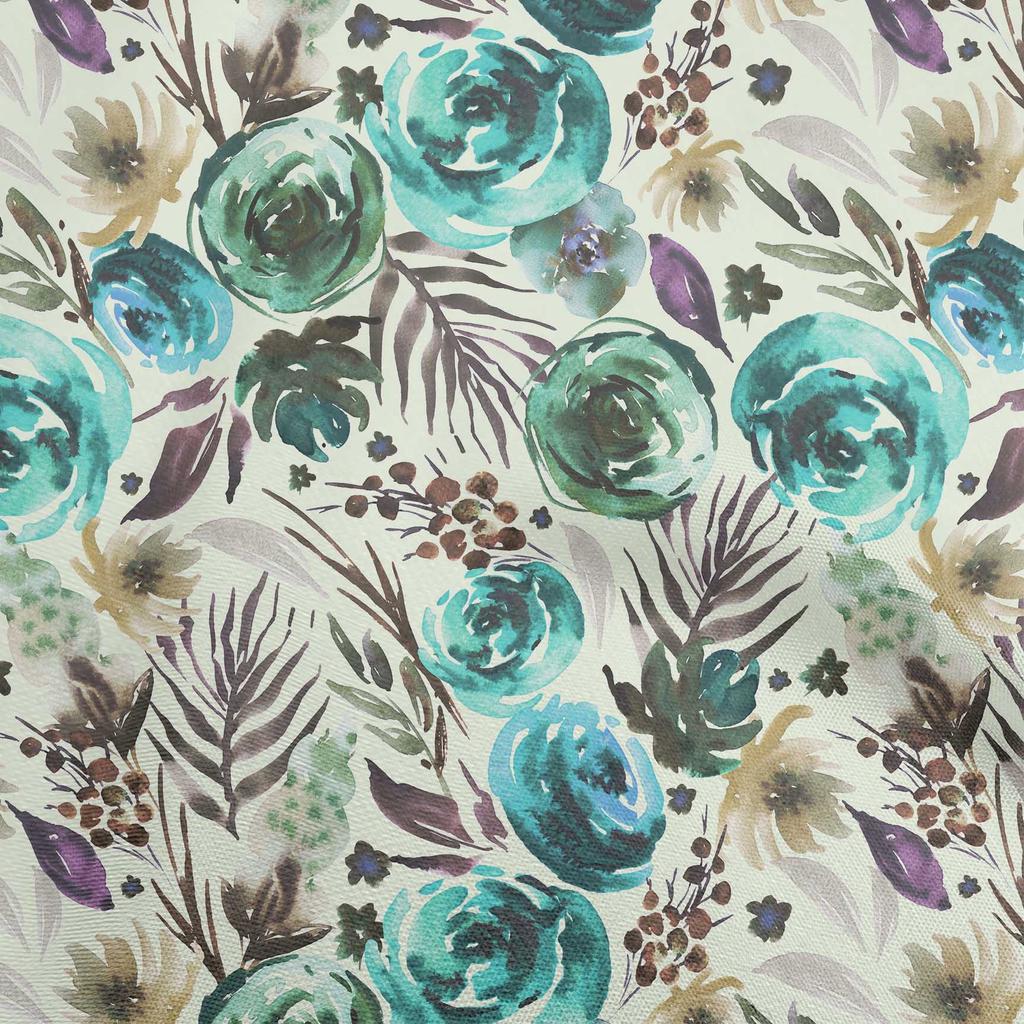 oneOone Baumwolle Flex Mittelblau Stoff Blumen Kleidermaterial Stoffdruckstoff Meterware 40 Zoll