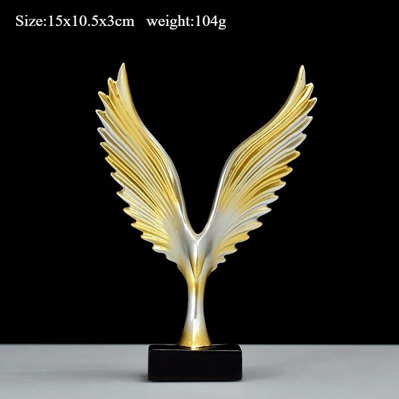 European Eagle/Angel Wing Statue Sculpture Figurine Resin Dapeng Spreading Collection Miniature for TV Cabinet Home Decoration