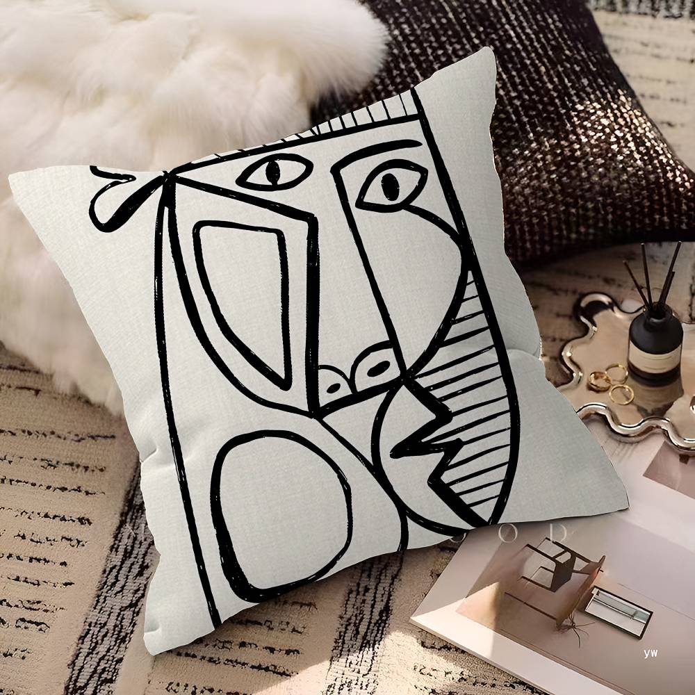 Abstract Vintage Minimalist Face Body Pillow Cushion Cover Pillowcase Living Room Sofa Home Decor Customized