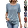 Women's Fashionable Casual Color Round Neck Short,sleeved Loose Top