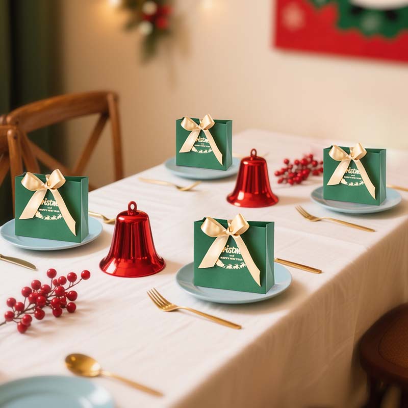 WTEMPO Christmas Ribbon Bow Gift Boxes Christmas Party Decor Packaging Boxes DIY Foldable Paper Bags Perfect for Halloween New Year