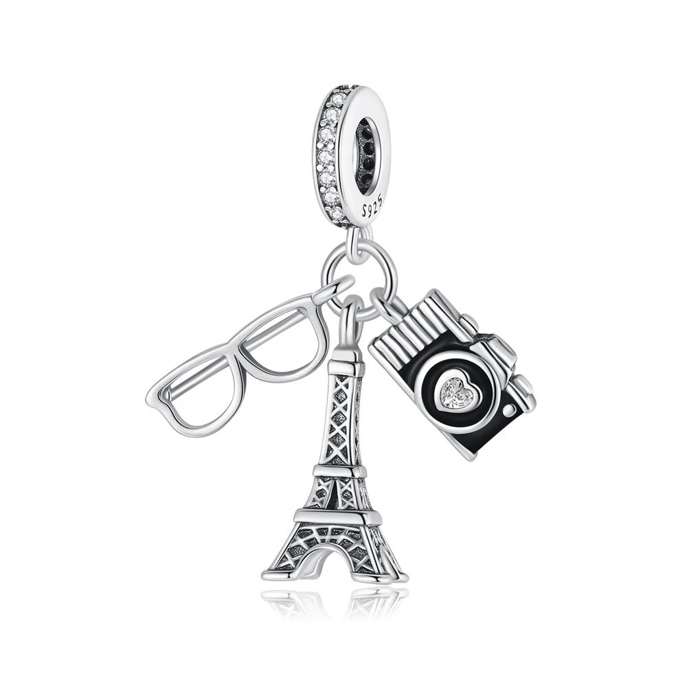 Original New Copper Travel Series Suitcase Camera Shopping Bag Charms For Originaldiy Bracelet Women Jewelry Gift