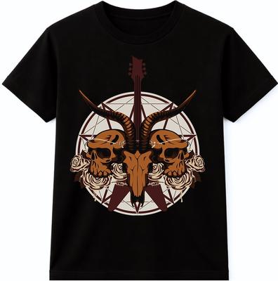 Gothic Skull T Shirt and Goat Head Occult Pentagram Graphic Dark Art