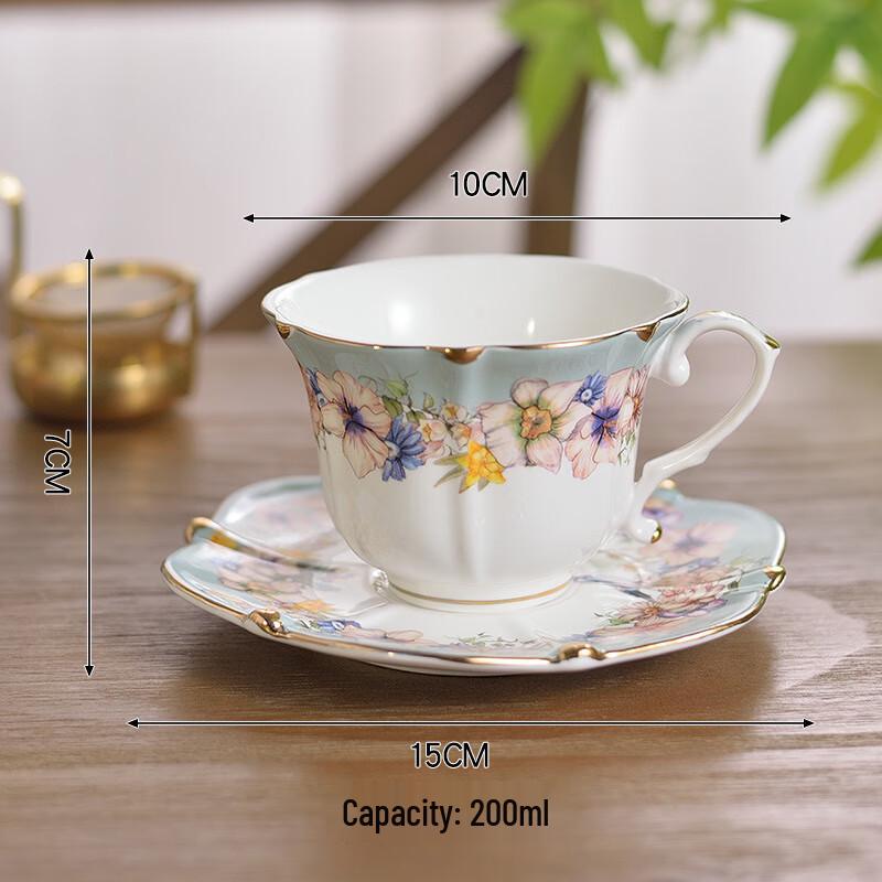 Sunflower Retro Ceramic Coffee Cup and Saucer Set