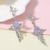 Sweet and Cool Style Irregular Liquid Pleated Cross Four-pointed Star Moon Light Stone Tassel Earrings and Pendants