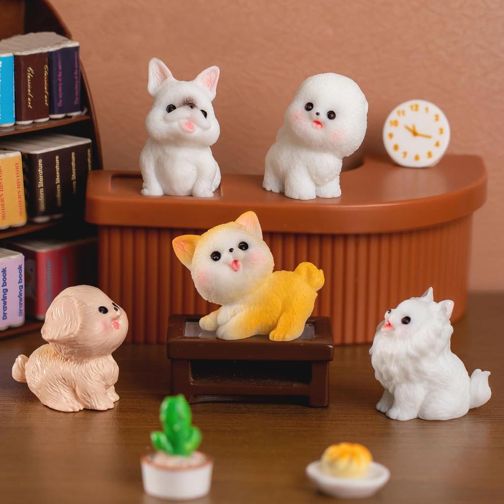 Pinenjoy 12 Miniature Dog Popular Birthday New Year Collectible Tabletop Landscape Bonsai Desktop DIY Fairy Garden Birthday Cute Cartoon Cake Soothing