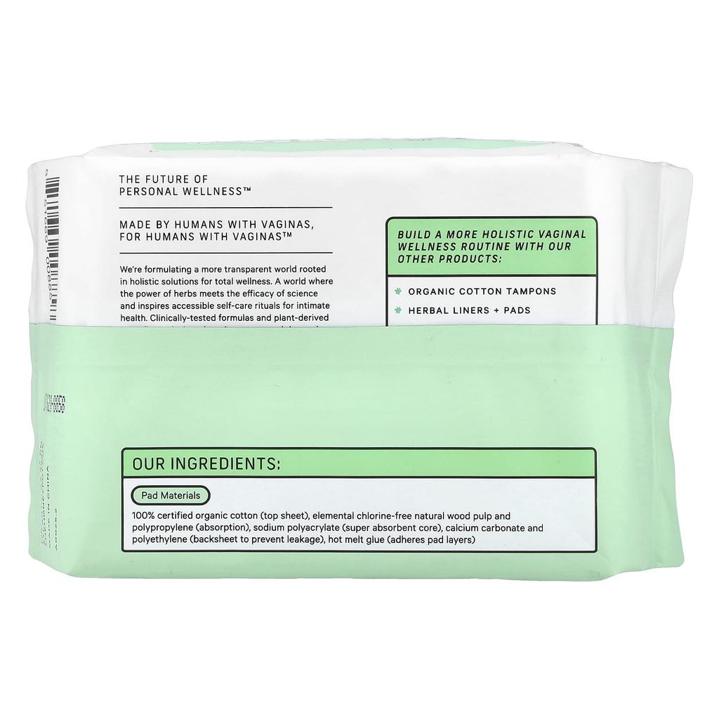 Organic Herb Free Cotton Cover Panty Liners, 30 Count