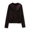 2025 Spring Women's Casual Hooded Knit Sweatshirt Jacket