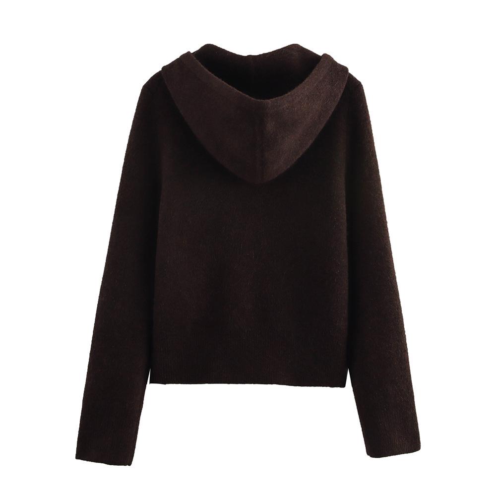 2025 Spring Women's Casual Hooded Knit Sweatshirt Jacket