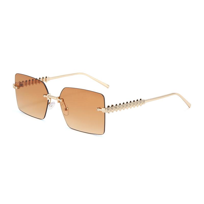 European and American new high-end business square trimmed frameless sunglasses for men and women commuting light luxury advanced outdoor wear