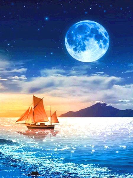 5D Diamond Painting Sunset Love Beach DIY Round Full Diamond Embroidery Kit Landscape Home Decoration Crafts